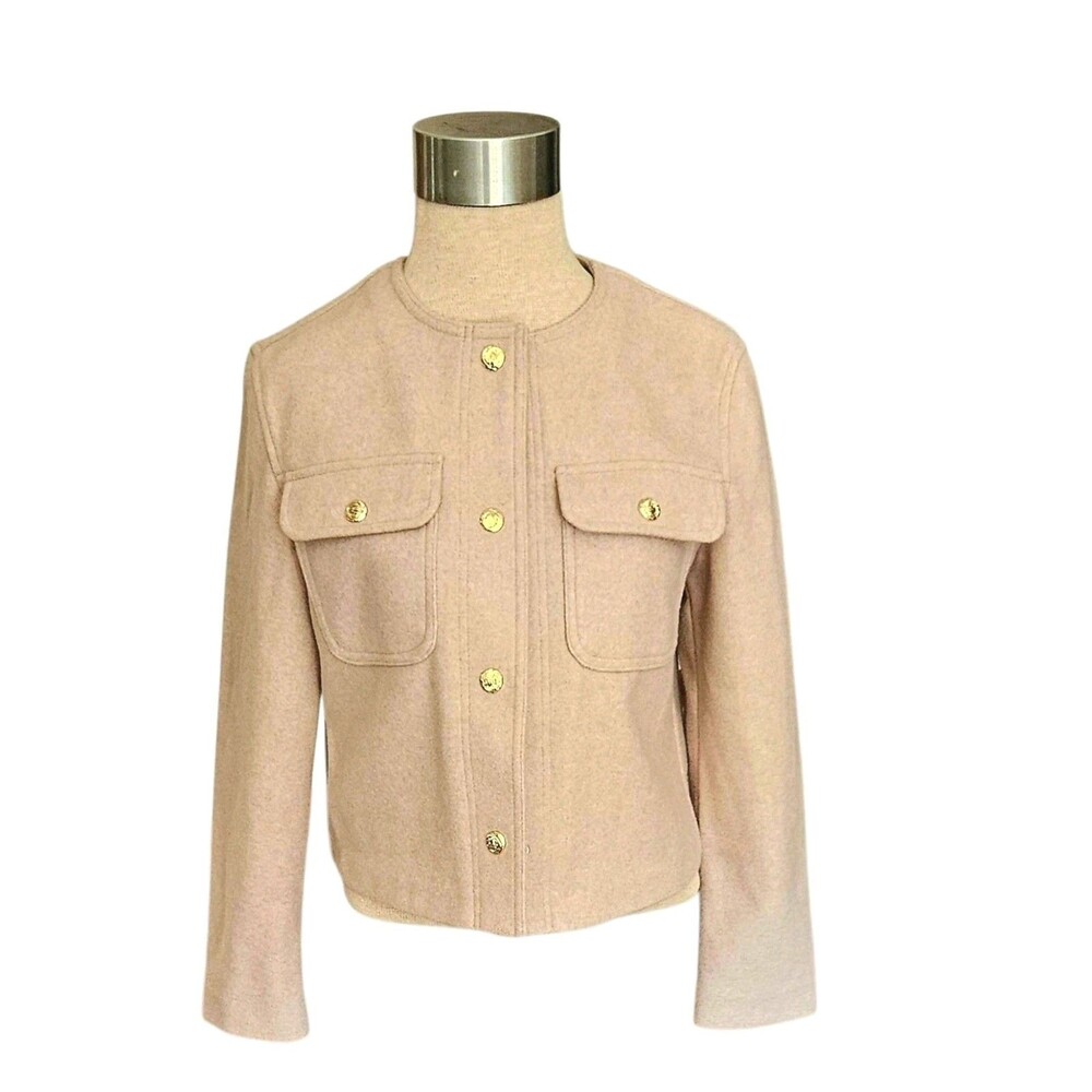 Zara Crop Blazer Jacket Size S Gold Buttons Light Pink Soft